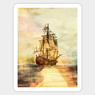 Sunset Ship Sticker